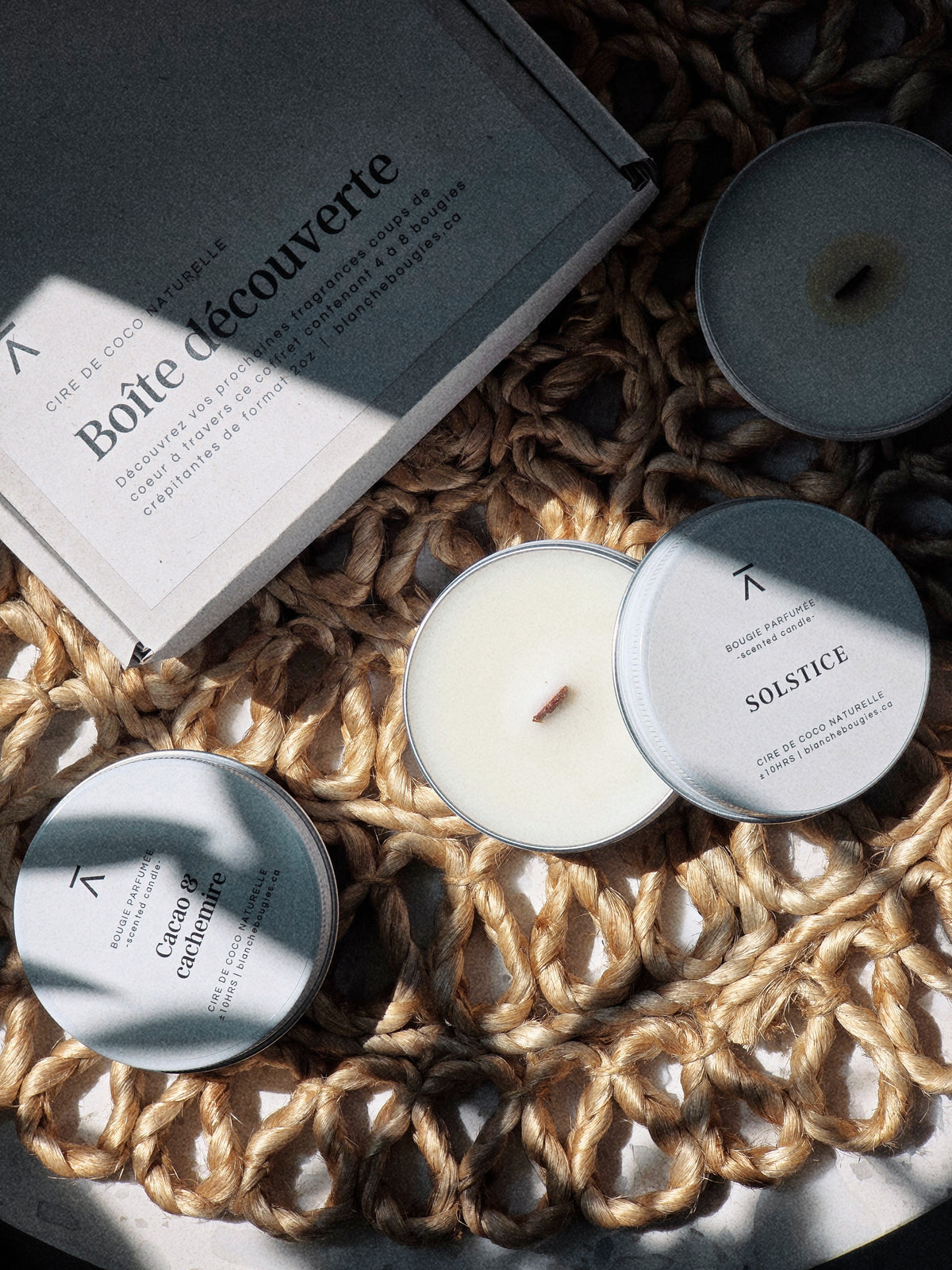 Boîte découverte de bougies 2oz personnalisable, BLANCHE