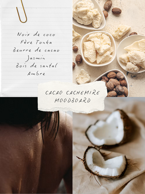 Mise en ambiance bougie 2oz Cacao & cachemire, BLANCHE