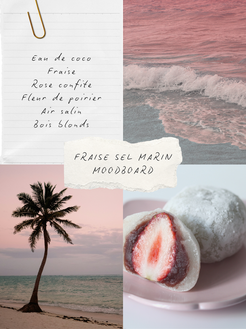 Ambiance parfum Fraise & sel marin, collection BLANCHE Bougies & co.
